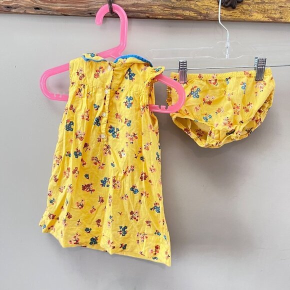 Baby Boden Yellow Floral Print Dress with Matching Ruffle Bloomers- Size 12-18 m - Picture 4 of 4
